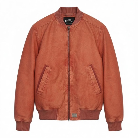 Zara Jackets & Blazers - Zara Washed Coral Bomber Jacket L 100% Cotton Ribbed Hem & Cuffs Zip Closure